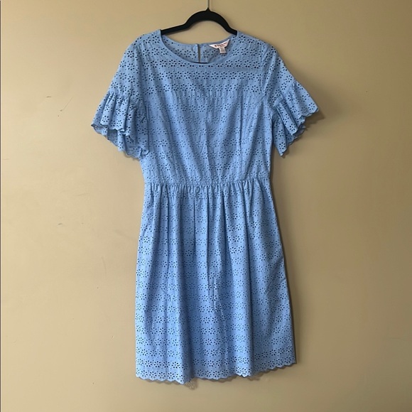 Brooks Brothers Eyelet Blue Ruffled Smocked Sundress - Picture 1 of 12